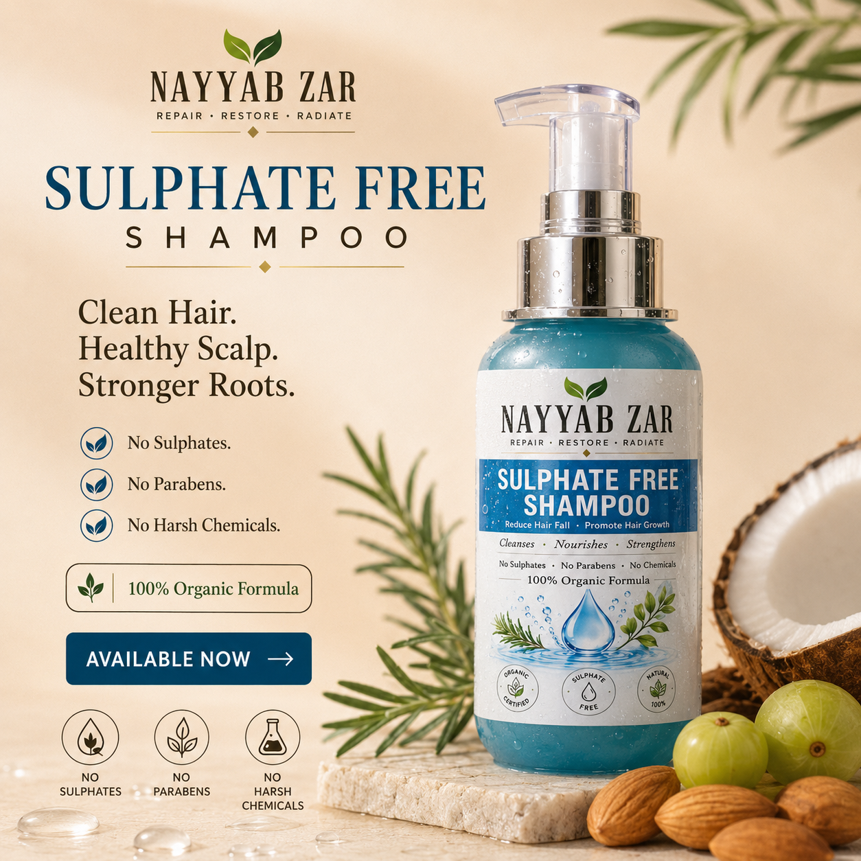 Nayyab Zar Sulphate-Free Shampoo – Pure & Gentle Hair Care