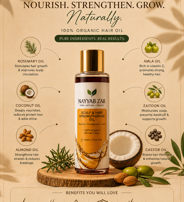 Nayyab Zar Scalp & Hair Strengthening Oil | Natural Hair Growth & Hair Fall Control